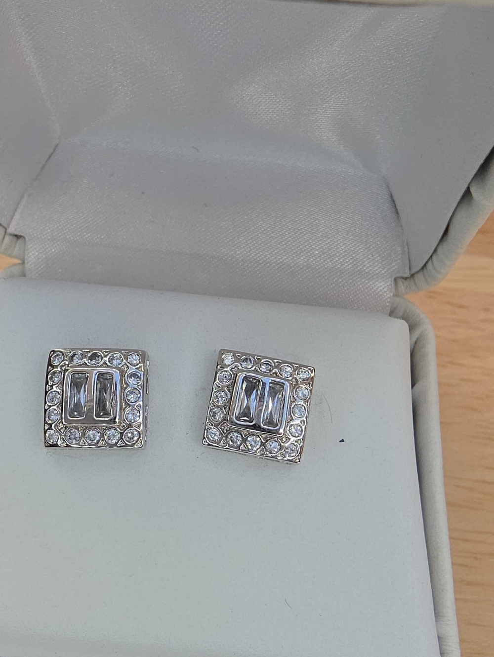 Silver Crystal Square Stud Earrings - Elegant Jewelry Sterling Sikve 925 #5